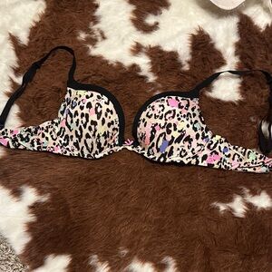 Y2K PINK Victoria’s Secret - Leopard Print Bra with Splatter Paint